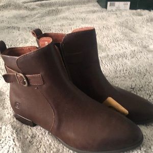 Brown leather boots